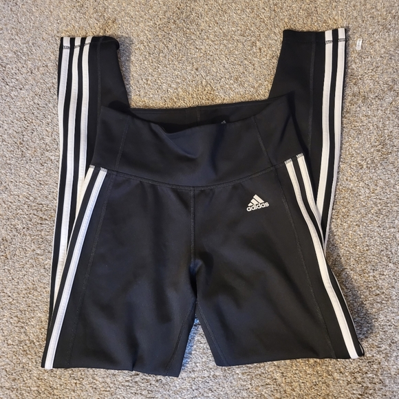 Adidas Three Stripes Classic Black Leggings - Picture 1 of 7